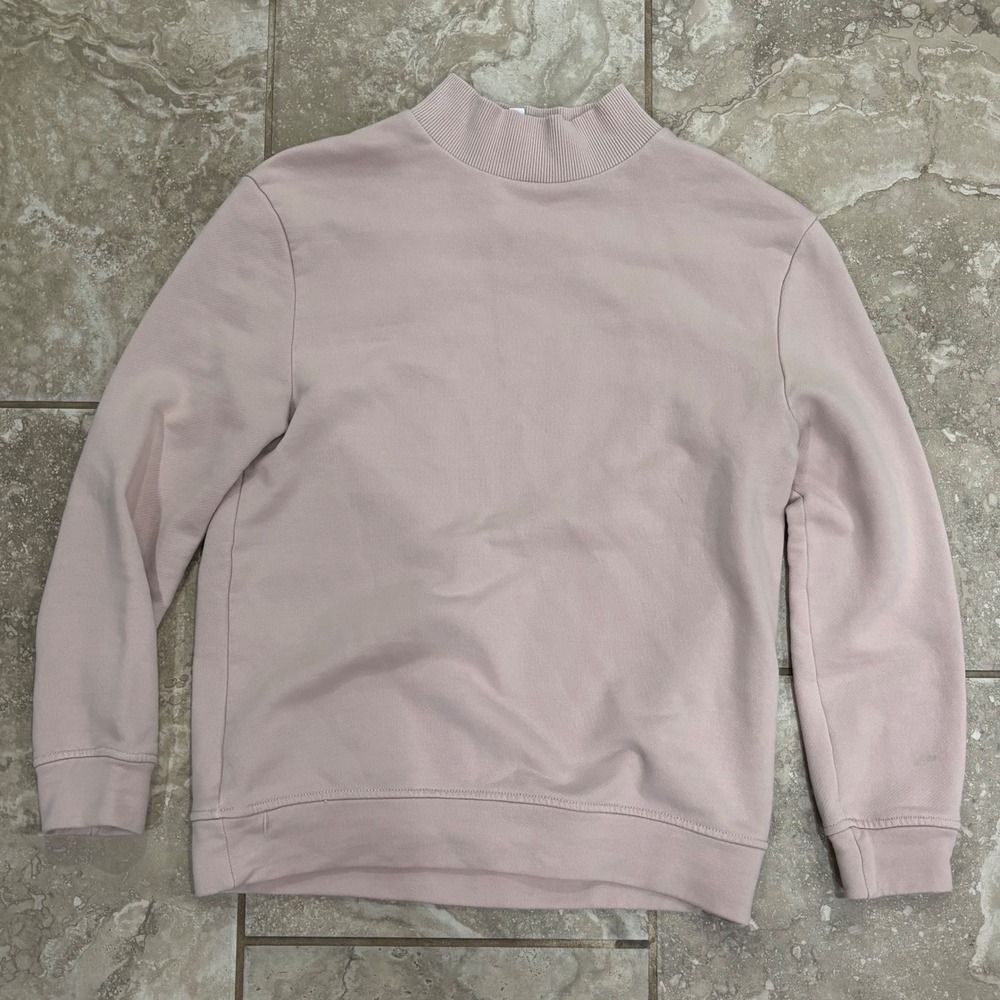 Varley Mock Neck Open Back Cutout Sweatshirt Pink Cotton Blend Small‎